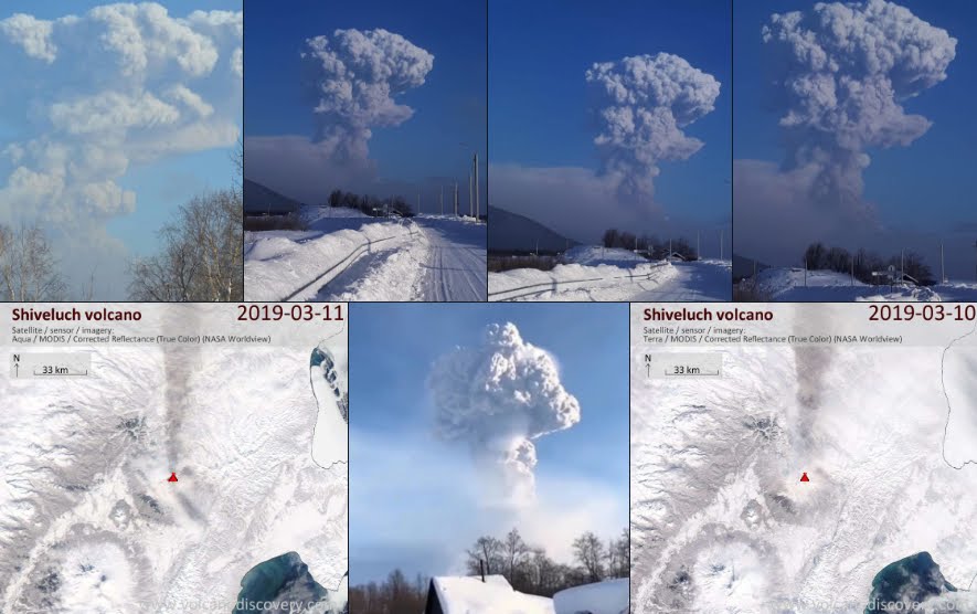 Vulcano Shiveluch Kamchatka lancia colonna di cenere a quasi 5 Km di altezza.