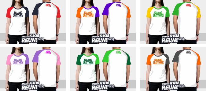  Warna  Trend Kaos  Reuni Raglan Kombinasi  3 Warna  Bahan Kain 