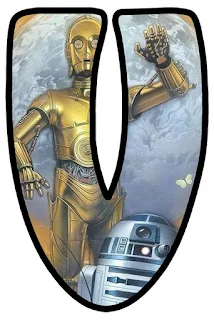 Letras con R2D2 y C3PO de la Guerra de las Galaxias. Star Wars R2D2 and C3PO Letters.