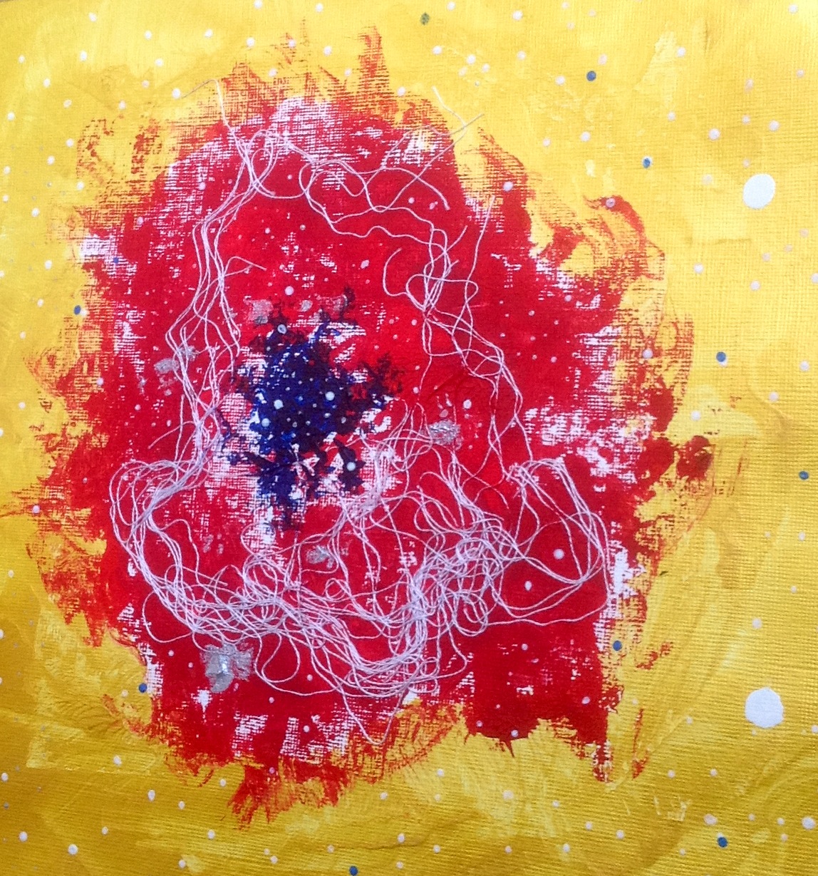 Poppy Nebula (Imagined image): Acrylic & mixed media