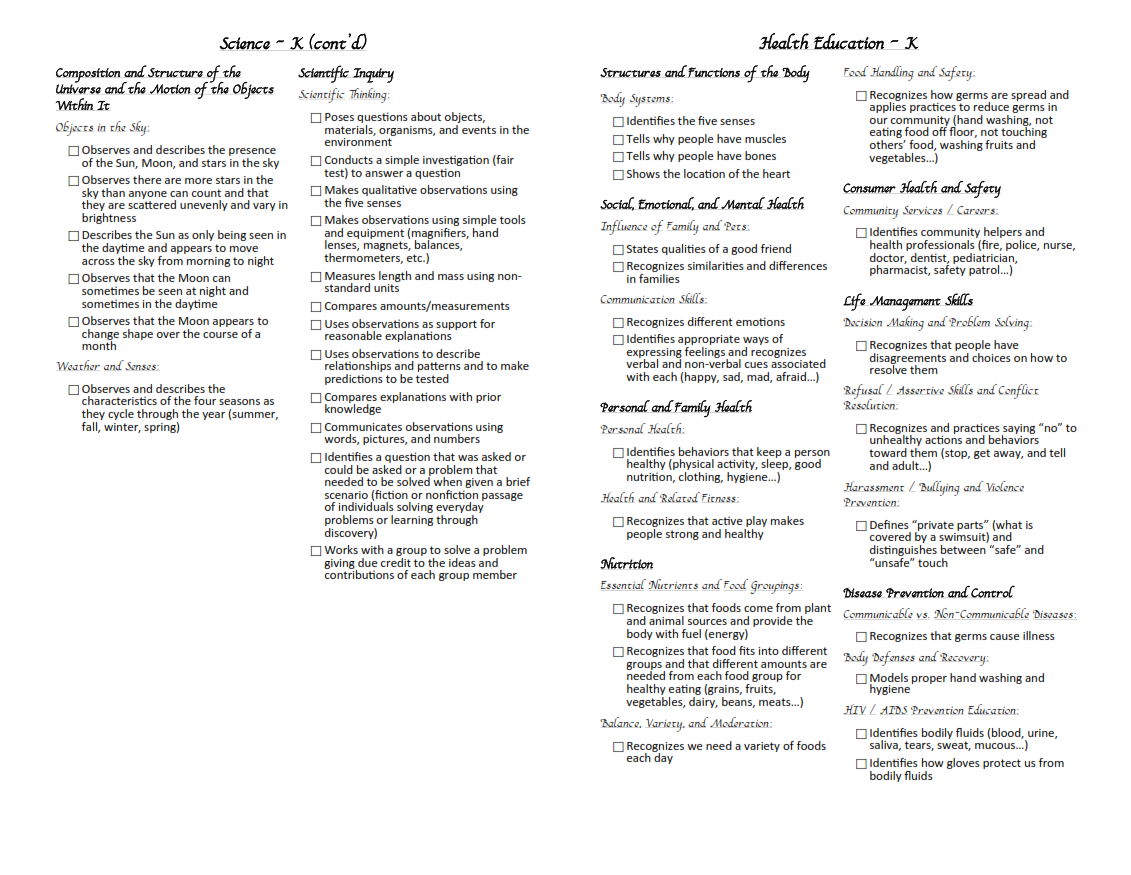 Missouri+State+Kindergarten+Standards+Checklist+Pg+4 - Kindergarten Standards Checklist