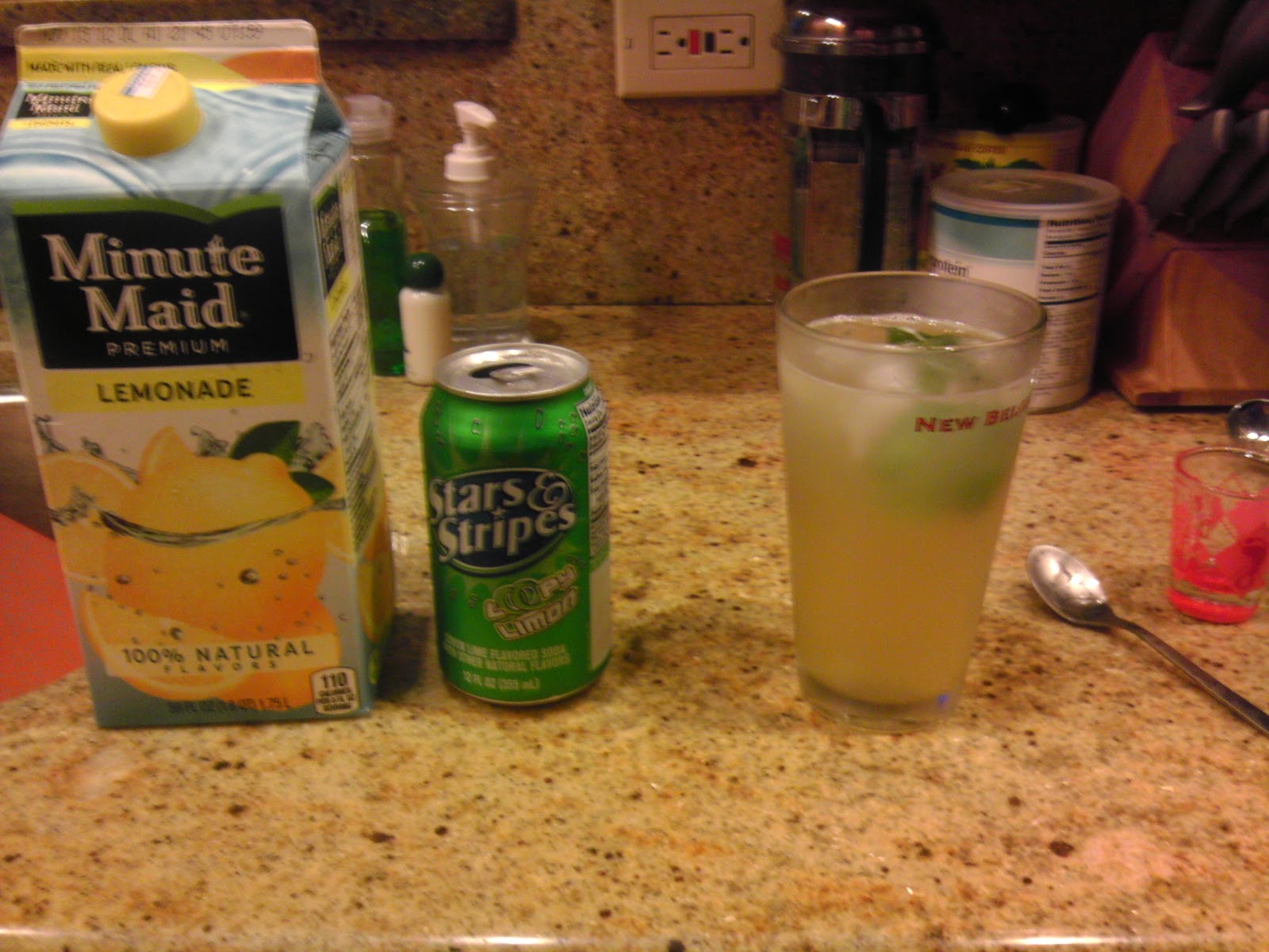 Caribbean Mixers Jim Beam, Sprite, Lemonade and Basil