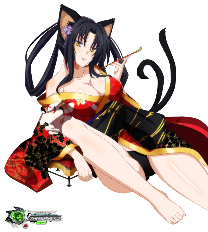 ORS Anime Renders: Highschool DxD:Kuroka Mega Sexy Kimono New Year Render.