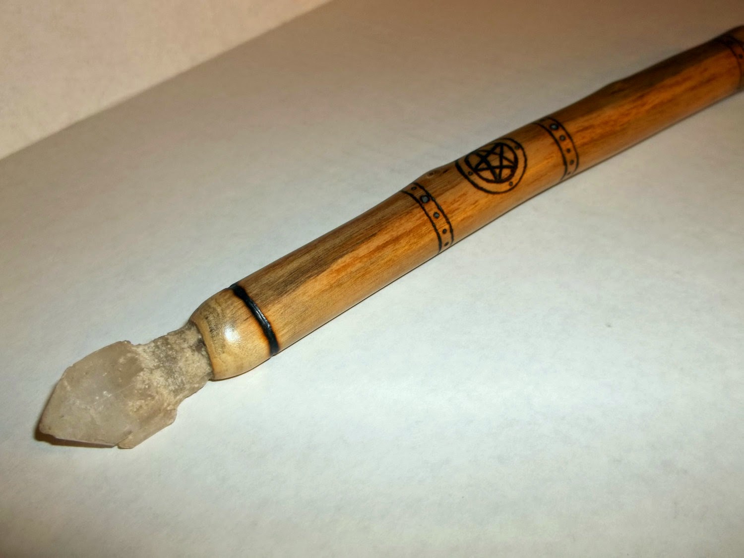 Wands by Tree Apple Wood Wand with Frosted Scepter Crystal Twin and