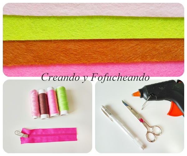 Materiales-monedero-Flor-de-cerezo-en-Fieltro-paso-a-paso