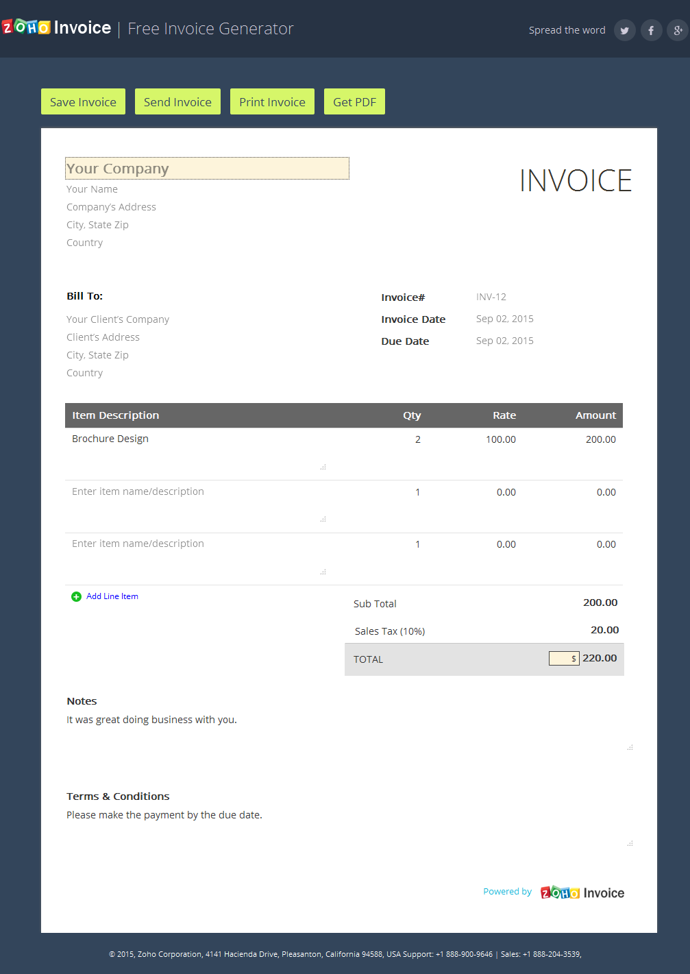 12+ Invoice Template Online Background