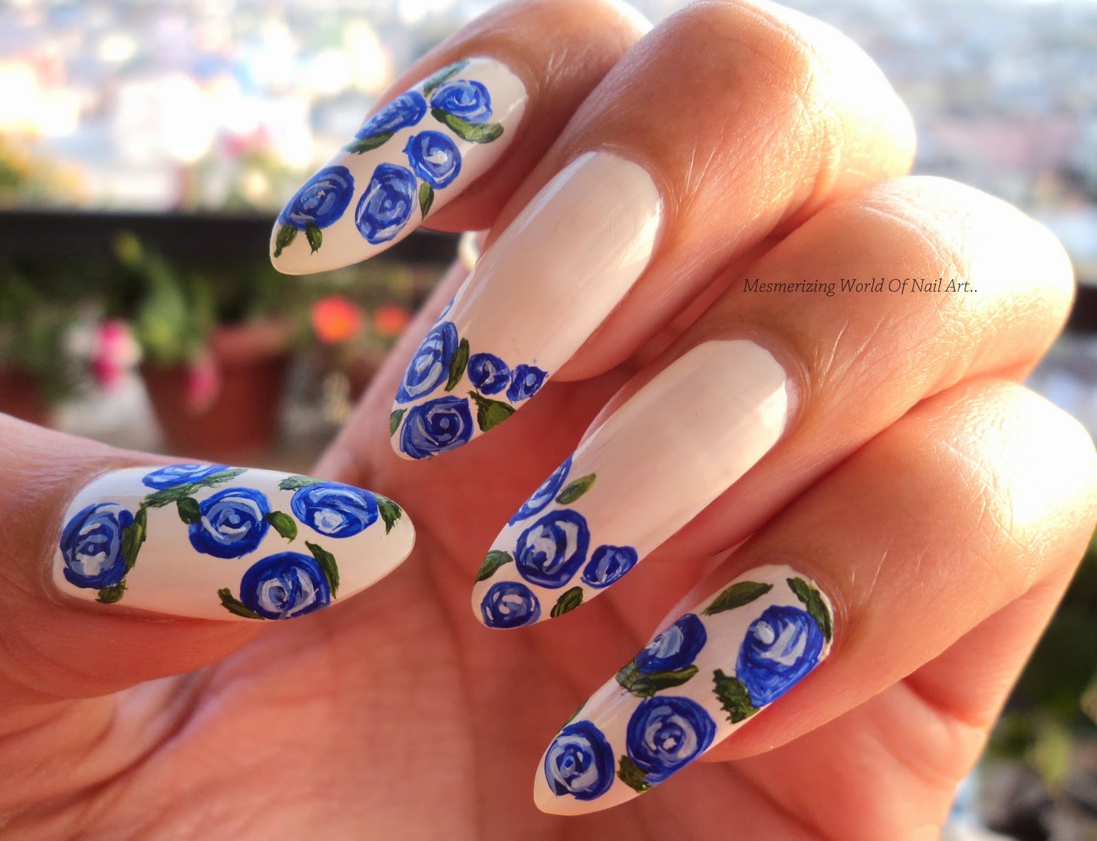 Mesmerizing World Of Nail Art... Blue Roses Nail Art