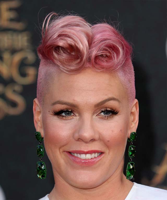 Pink Short Curly Mohawk Hairstyle Pink