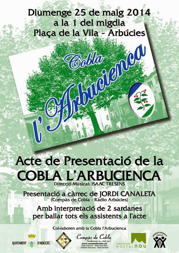Cartell presentació Cobla l'Arbucienca 25/05/2014