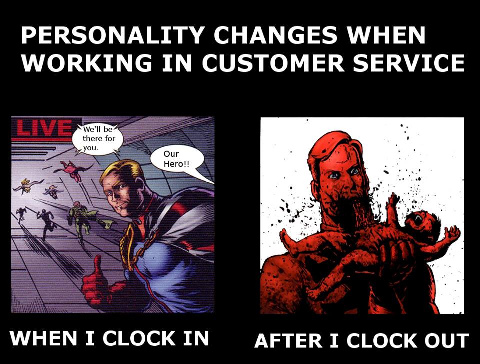 Personality changes when working in customer service, when i clock in