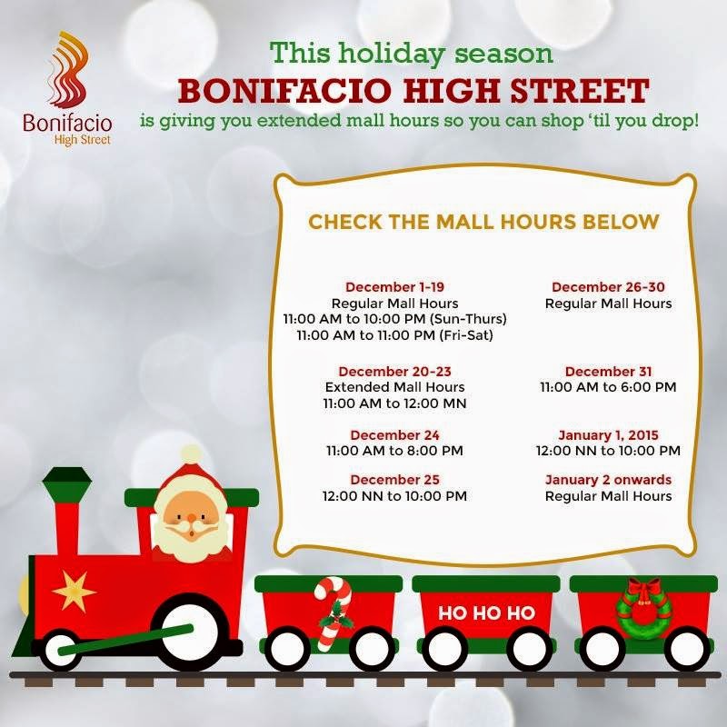 Bonifacio High Street Mall Hours Schedule Christmas 2014