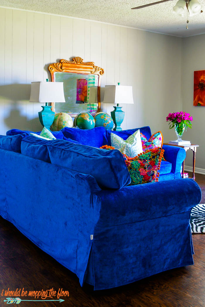Blue Velvet Ikea Sectional Slipcover I Should Be Mopping The Floor