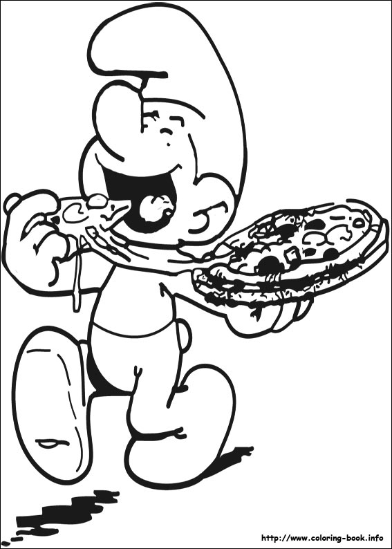 Frugallivingcoach Smurf Eating Pizza Coloring Pages