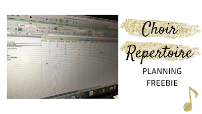 Freebie for planning out choral repertoire, to ensure variety! Blog post has great thoughts about choosing high quality literature, as well as a link to a list of great octavos!