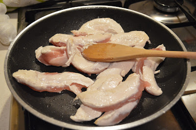 Pan frying chicken fillets