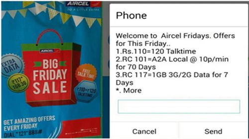 Aircel offers cheaper rate data usage, voice calls, Free SMS through ‘Big Friday Sale’