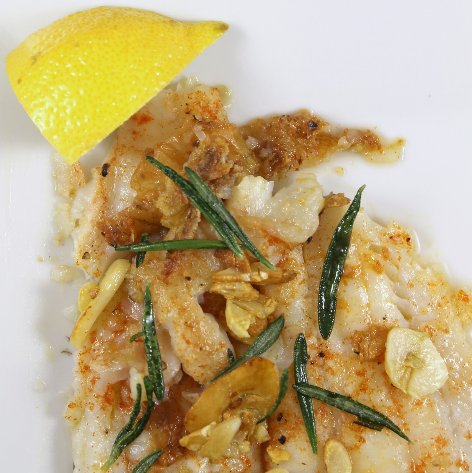Pan Seared Flounder with Fried Rosemary and Garlic Recipe