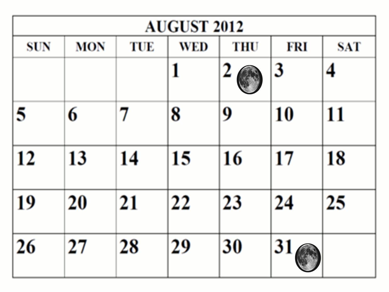 DMR'S ASTRONOMY CLUB Blue Moon Calendar August 2012