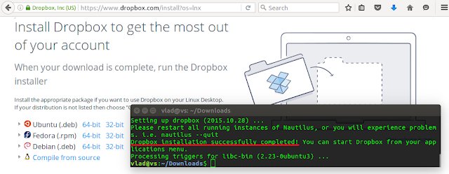 dropbox installation completed