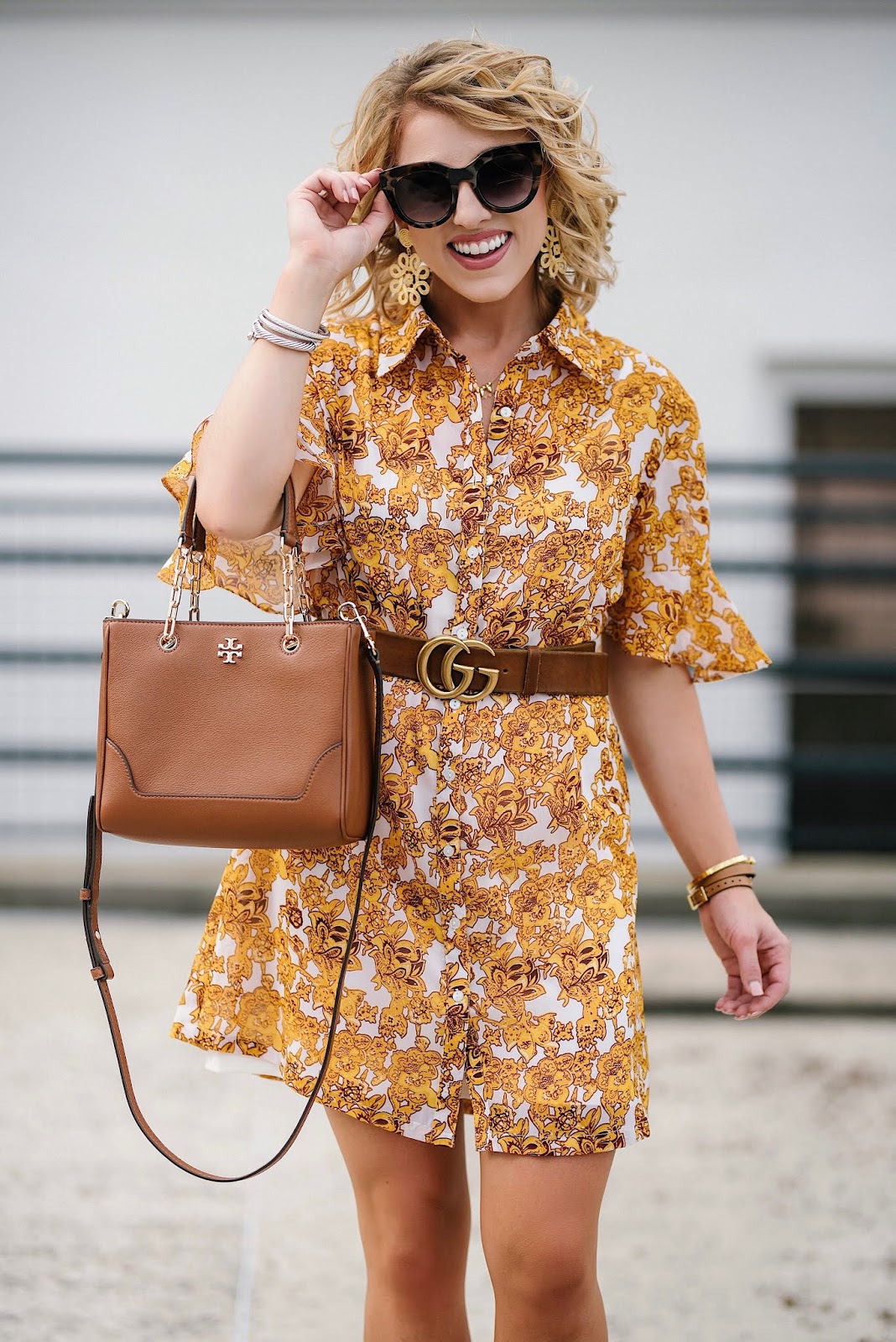 The Perfect Dress To Transition Into Fall: $60 Ruffle Sleeve Shirt Dress - Something Delightful Blog