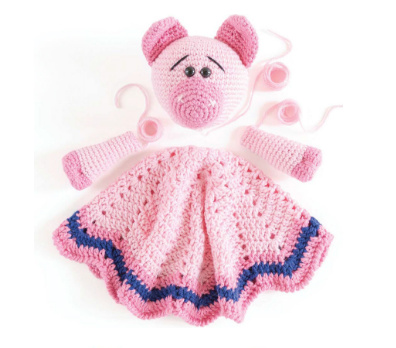 amigurumi baby lovey security blanket pig crochet pattern