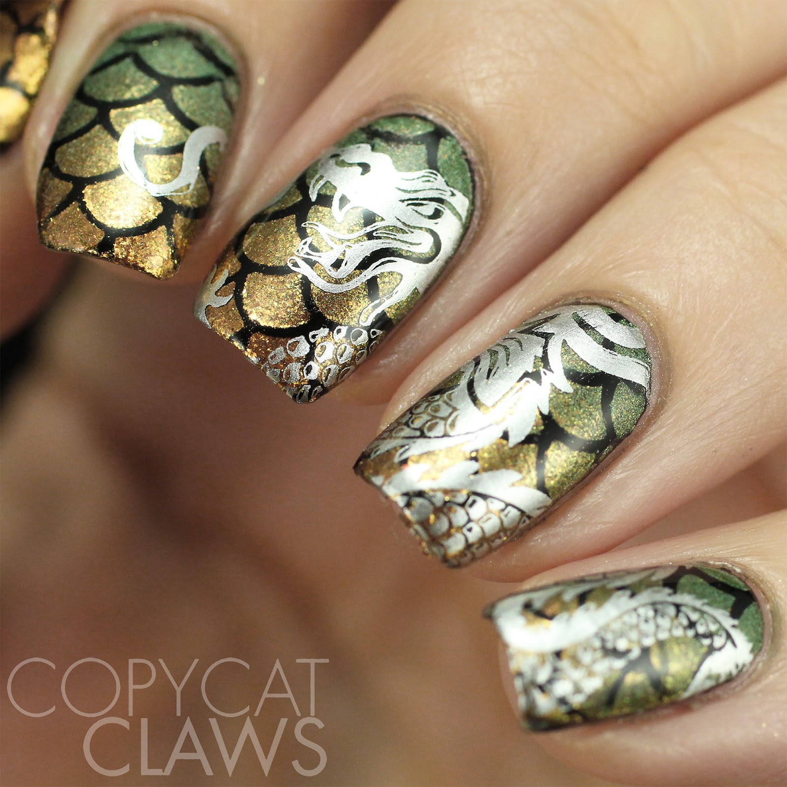 Copycat Claws Dragon Nails with Whats Up Nails Tropic Flakies and