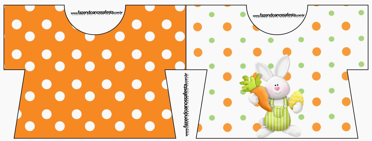 Pascua en Naranja: Invitaciones para Imprimir Gratis. Tarjeta con forma de camisa.
