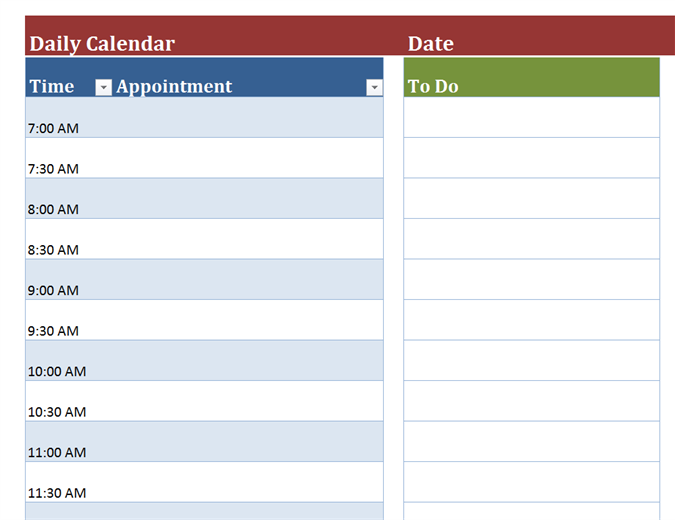 30 day planner template