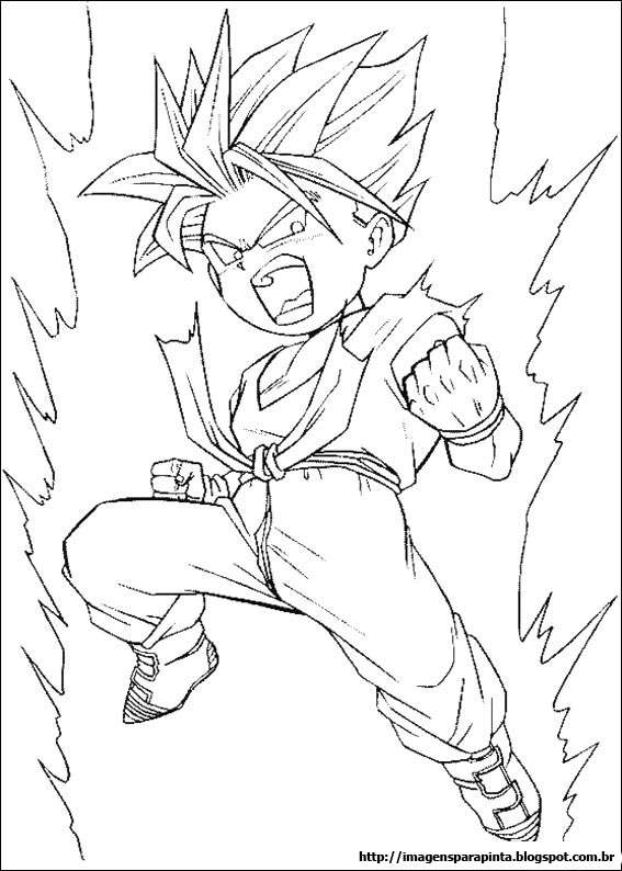 dragon ball z goten - Desenhos preto e branco para colorir