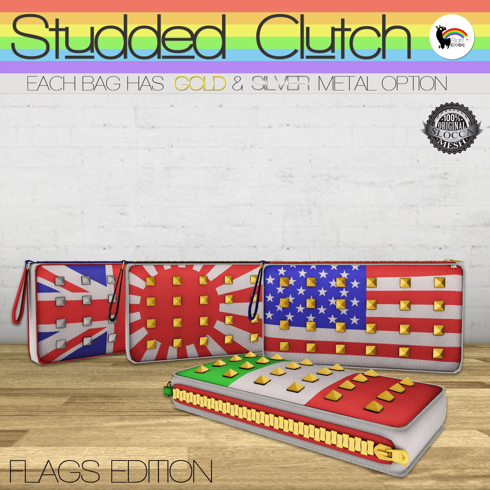 Blah. My Studded Clutch Flags Edition for Mes Brics à Bracs Event