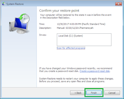 Cara Menggunakan System Restore Point Windows 7