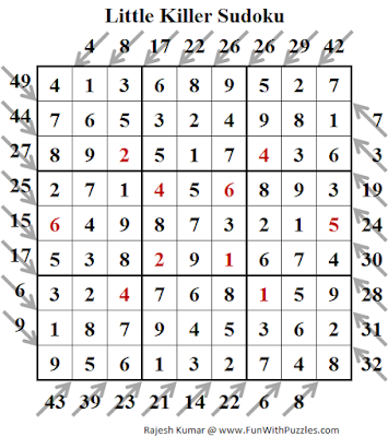 Little Killer Sudoku (Fun With Sudoku #139) Solution