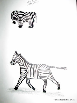 Zebras on the Virtual Refrigerator, an art link-up hosted by Homeschool Coffee Break @ kympossibleblog.blogspot.com