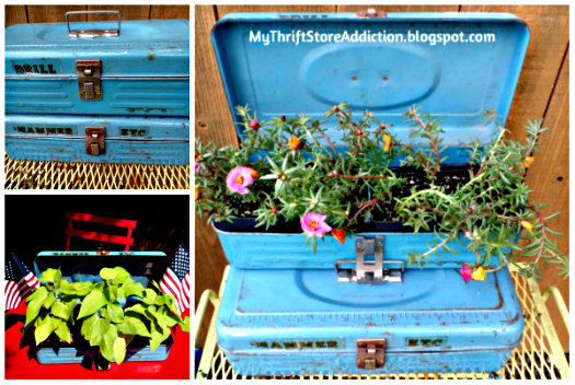 Repurposed toolbox planters