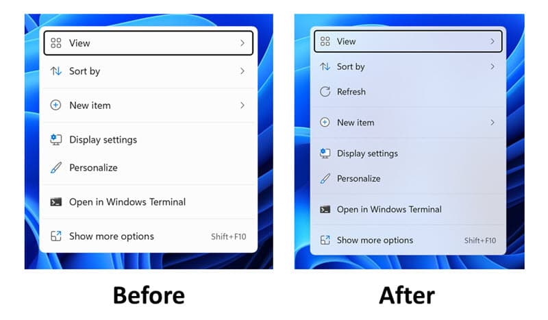 Windows 11 adds an improved context menu