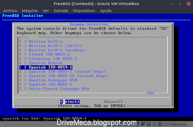 Seleccionamos la distribución de teclado