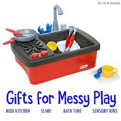 Gifts for Messy Play // In Our Pond // sensory play // mud kitchen // bath time fun // kids gift guide
