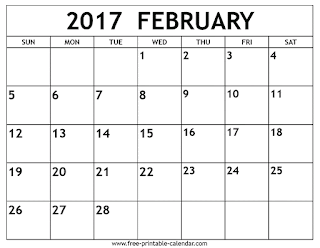 Free Printable Calendar February 2017