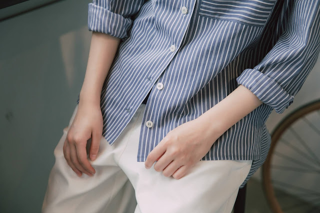 迷路斑馬大口袋條紋襯衫/外套