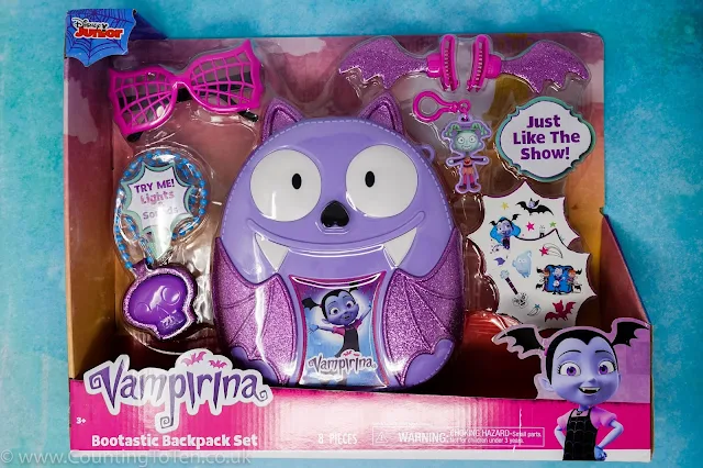 A photo of an unopened Vamprina Bootastic Backpack Set