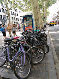 Cycles on La Rambla Street in Barcelona.
