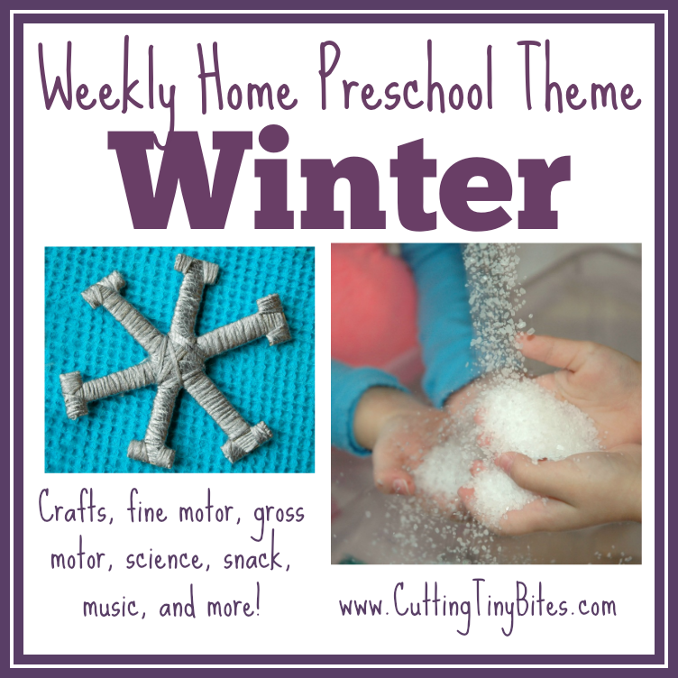Winter Theme- Weekly Home Preschool. Gross motor, fine motor, crafts, snack, music, science, and more! Prefect amount of activities for one week of EASY homeschool Pre-K.