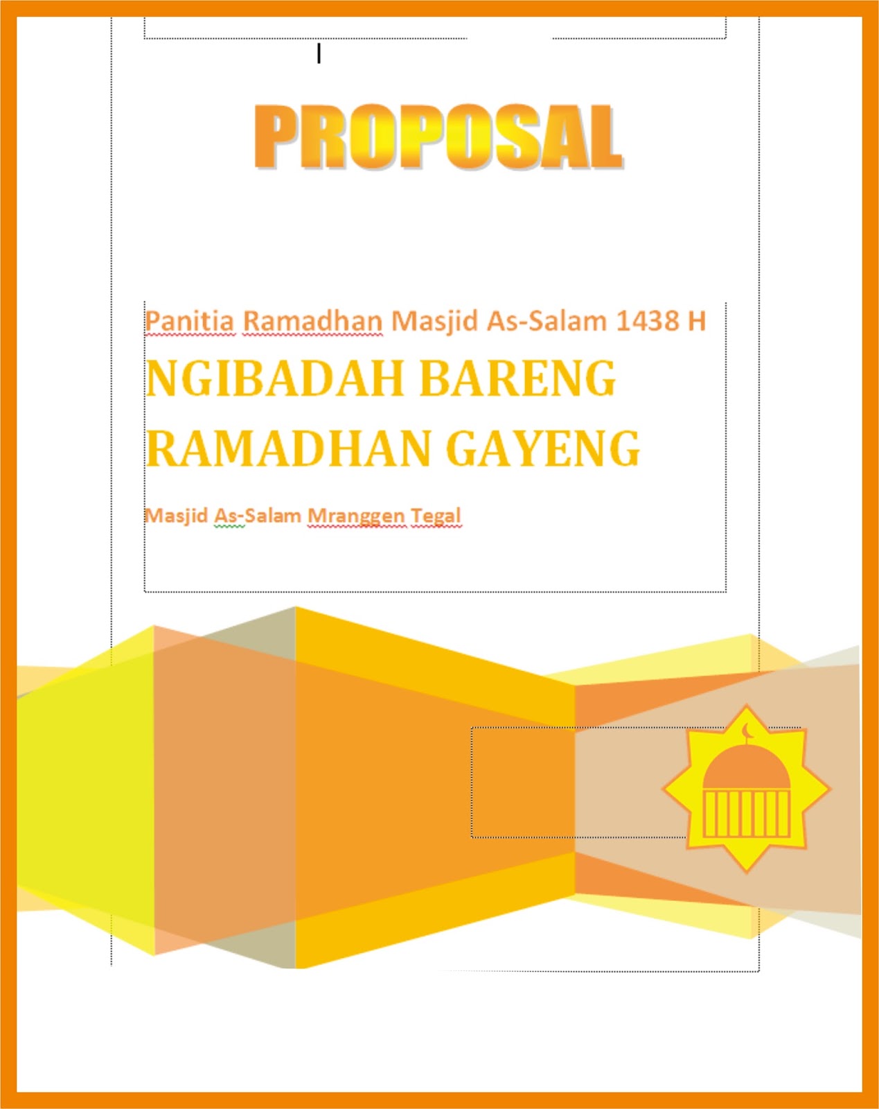 Depot Iqro As Salam Contoh Proposal Ramadhan