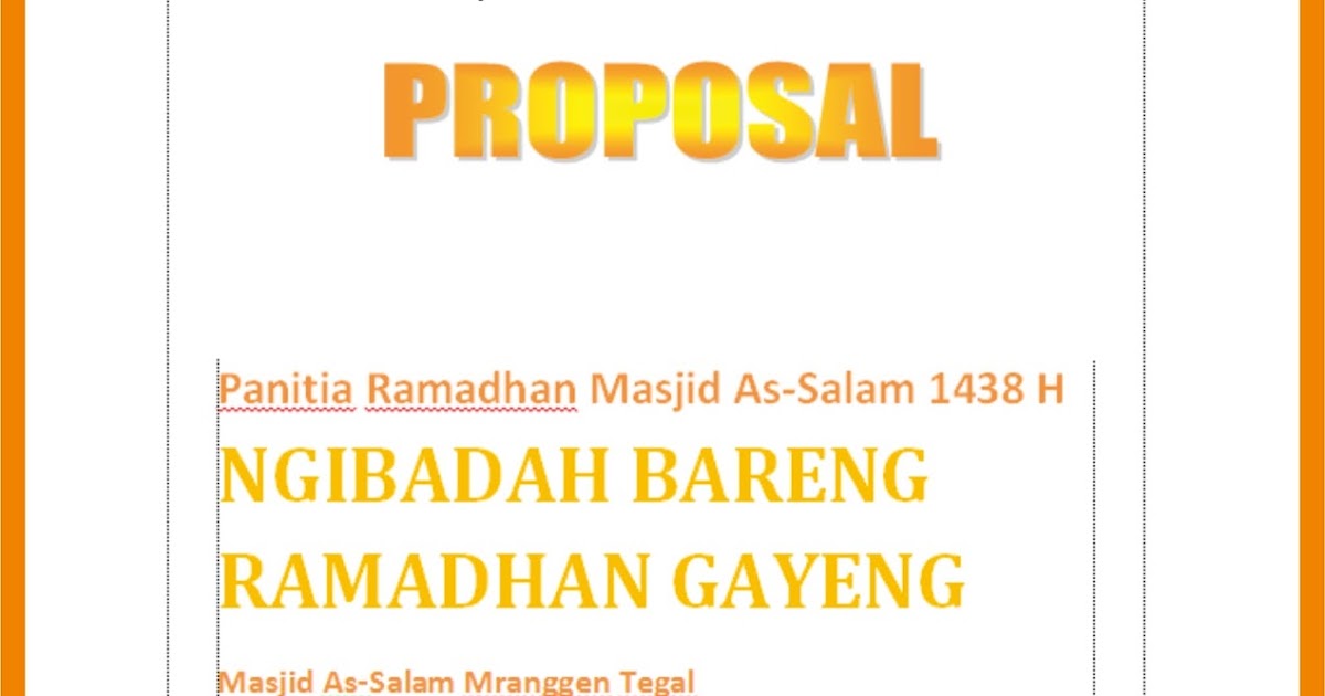 Depot Iqro As-Salam: Contoh Proposal Ramadhan