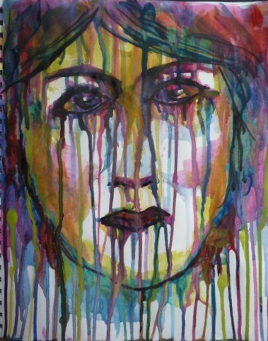 Whoopidooings: Carmen Wing -  "Abstract" Grunge Portrait in Acrylic