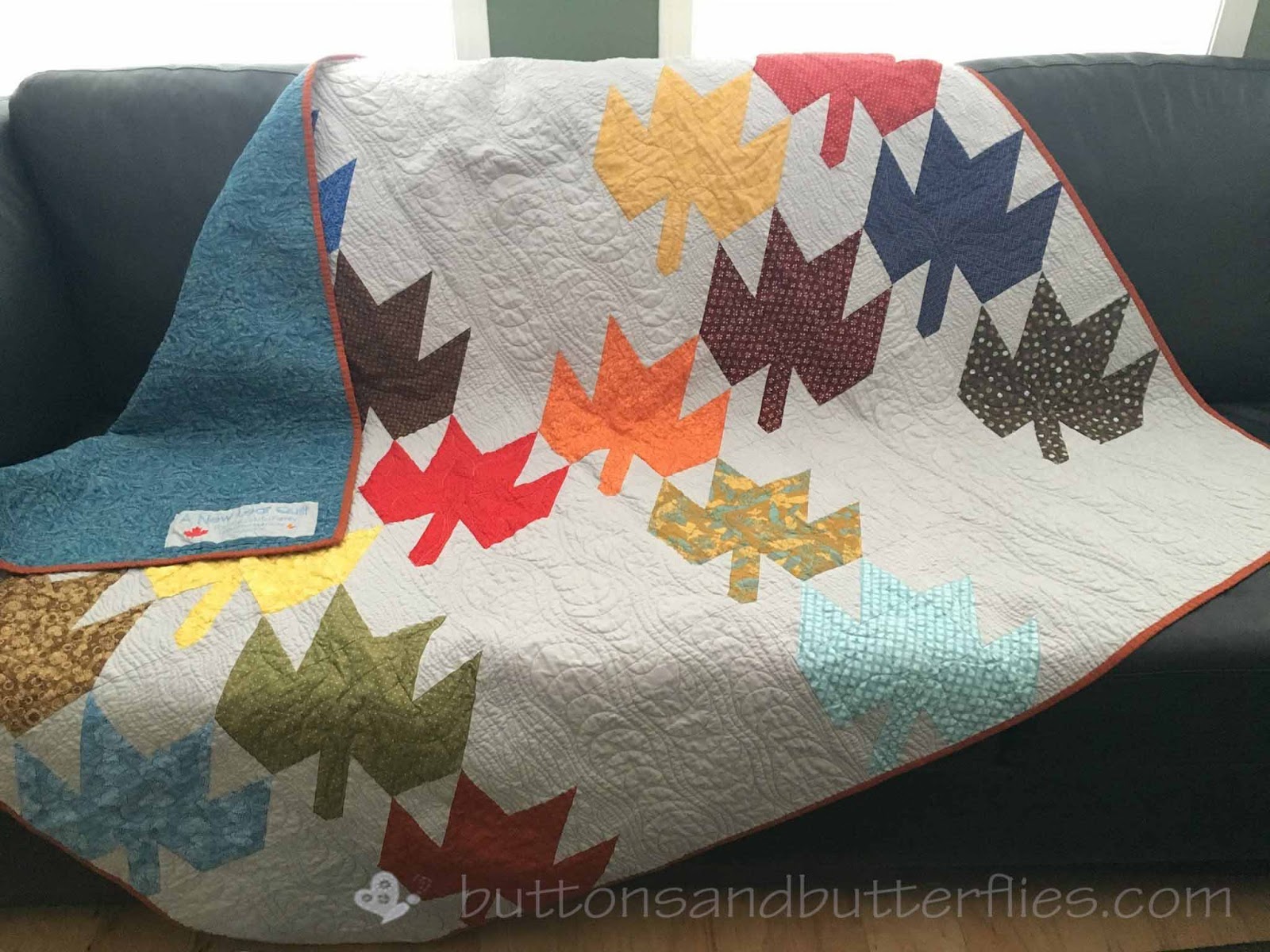 Buttons and Butterflies A New Leaf {Quilt}