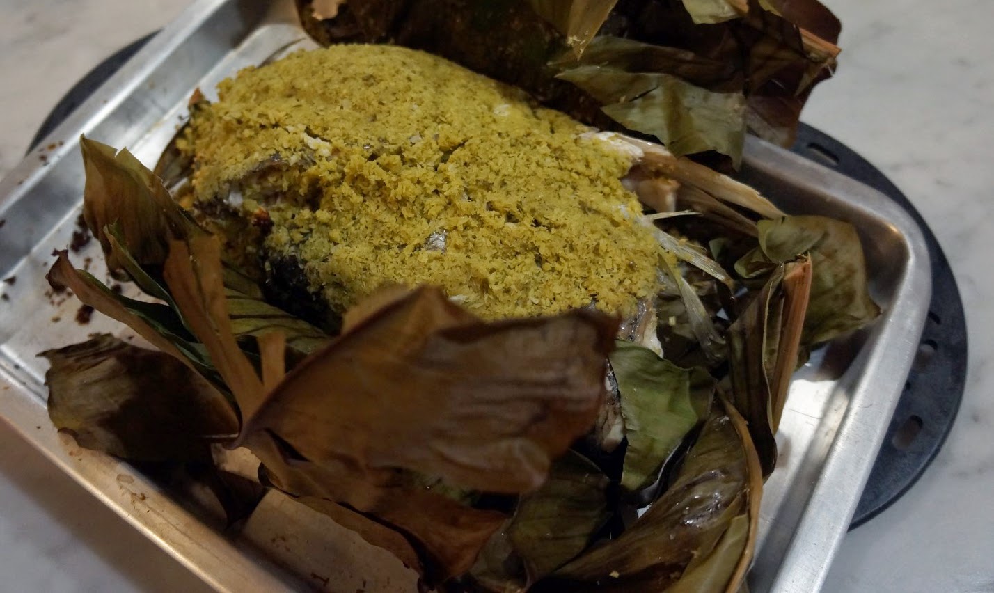 Coconut and Coriander Fish Baked in Banana Leaves