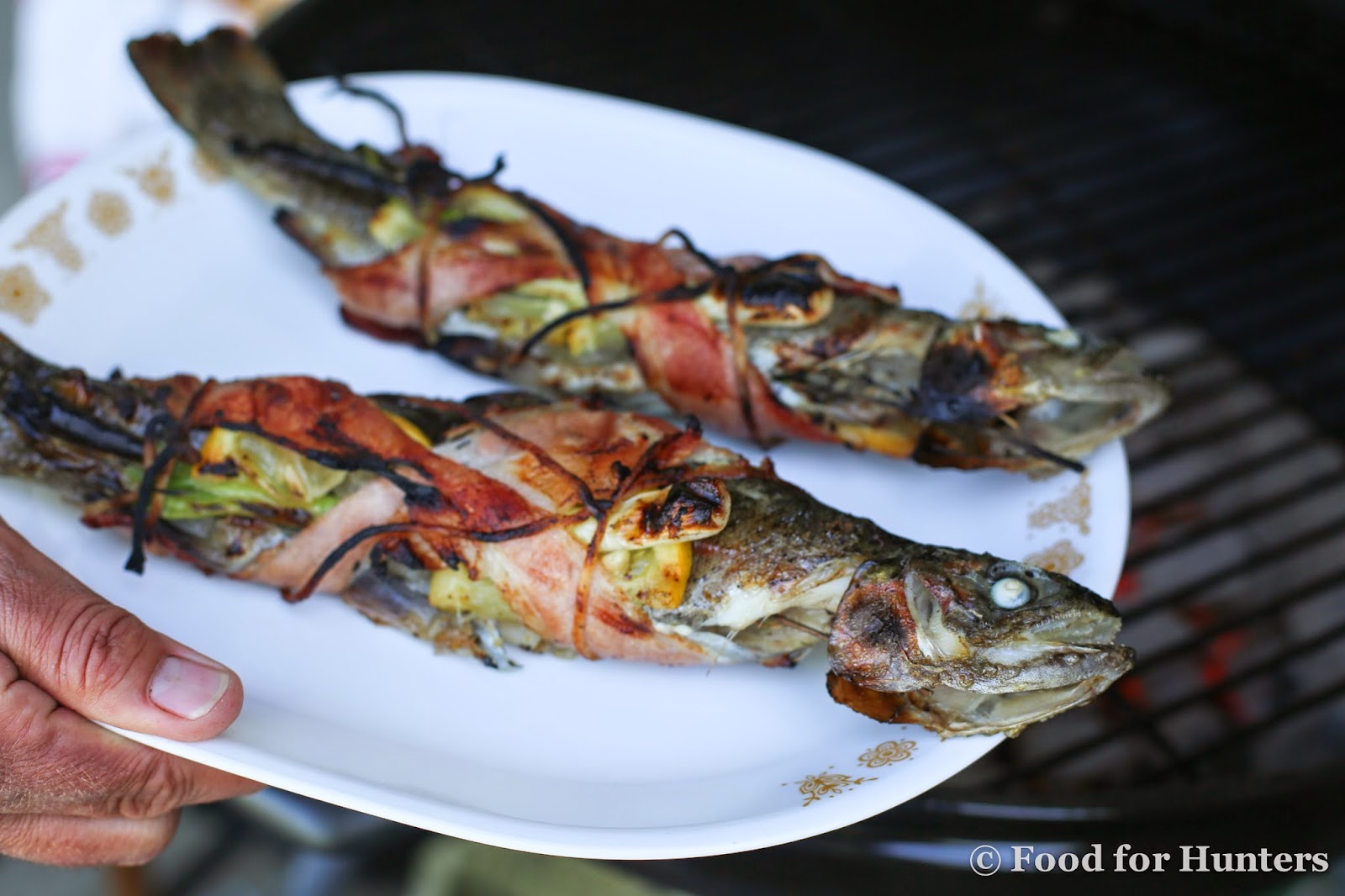 Grilled Rainbow Trout Wrapped in Bacon