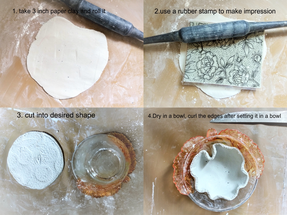 DIY Air Dry Paper clay bowl and bird Roshini Crafts