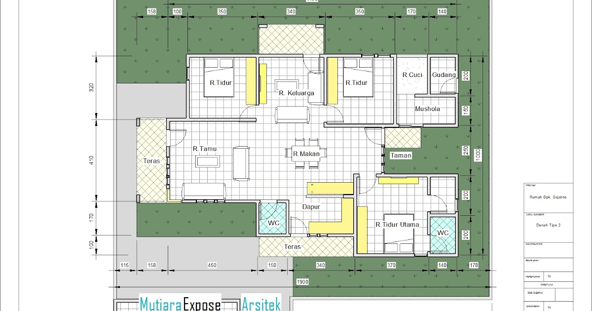 Denah &amp; Gambar Rumah Ukuran 130 meter persegi